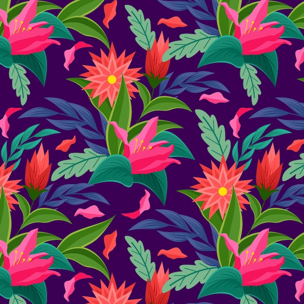 Hand painted exotic floral pattern