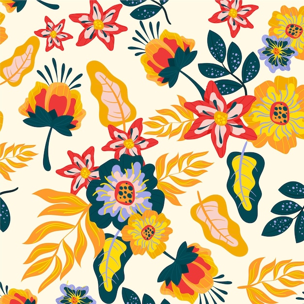 Hand painted exotic floral pattern