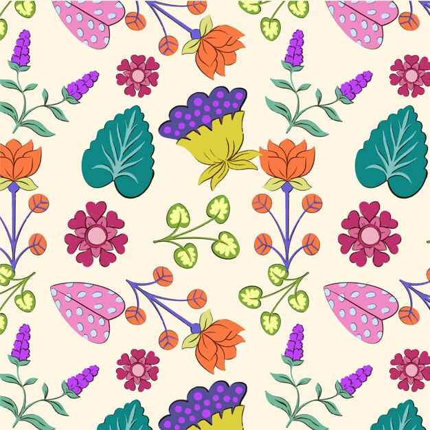 Hand-painted exotic floral pattern