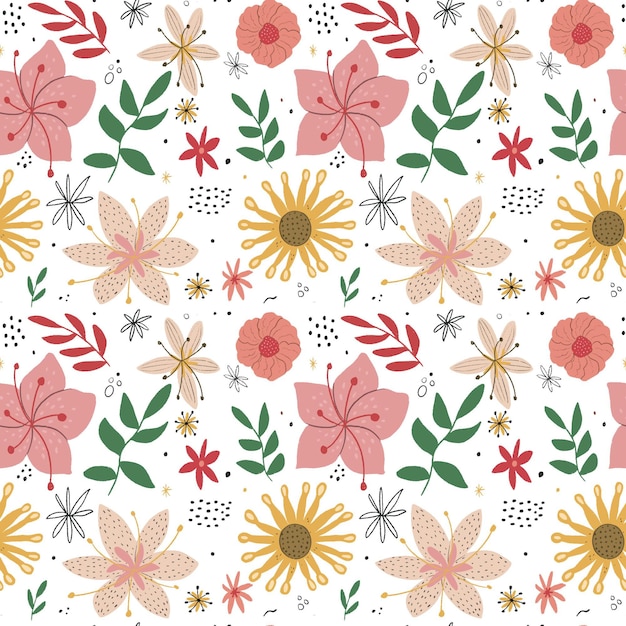 Hand painted exotic floral pattern