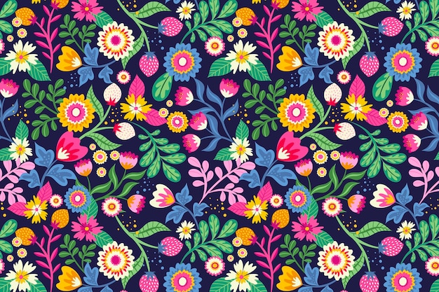 Hand painted exotic floral pattern