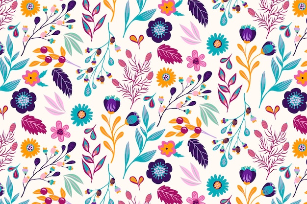 Free vector hand painted exotic floral pattern