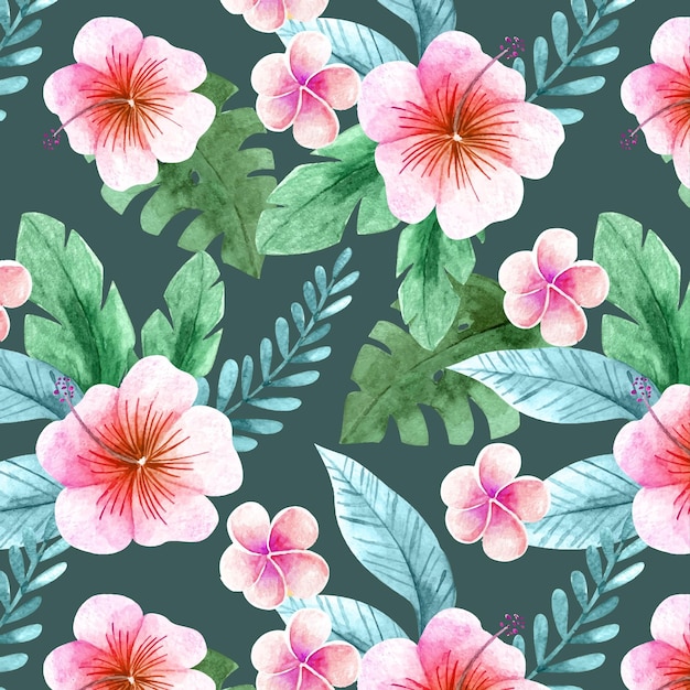 Hand-painted exotic floral pattern