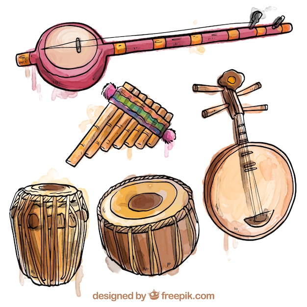 Free Vector hand painted exotic instruments