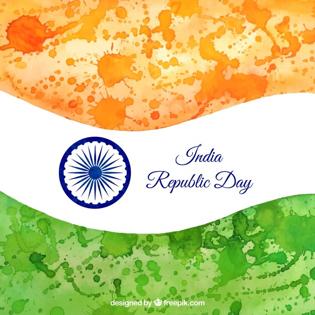 Hand painted flag of india republic day background