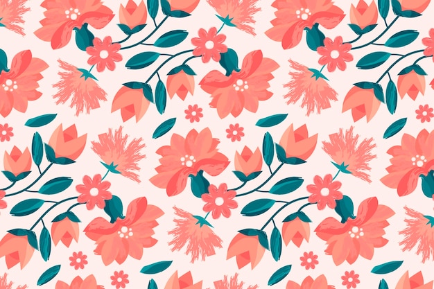 Free Vector hand painted floral pattern in peach tones