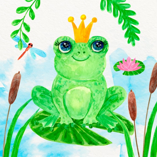 Free Vector hand painted frog illustrated