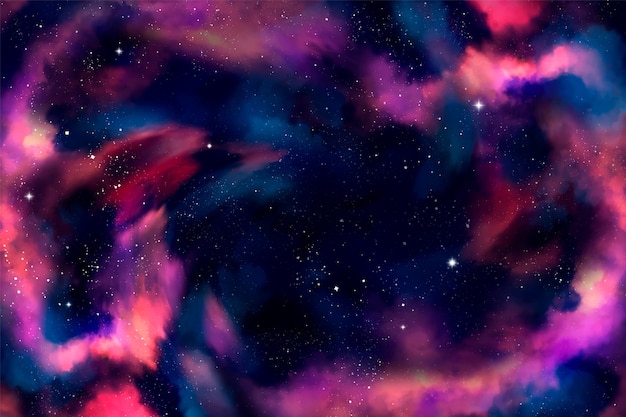 Free vector hand painted galaxy colorful background