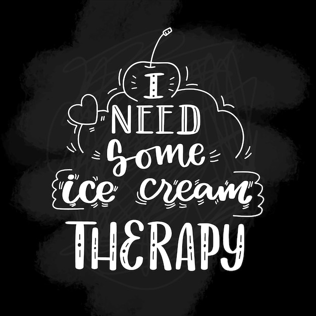 Free vector hand painted ice cream blackboard lettering design