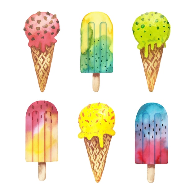 Free Vector hand painted ice cream set