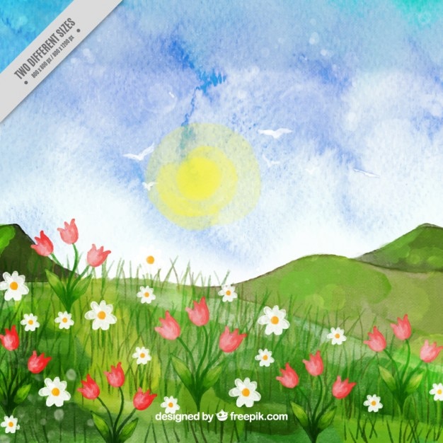 Free Vector hand painted landscape 