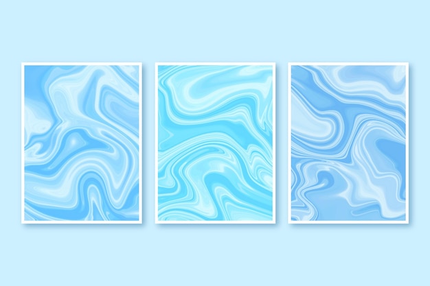 Free Vector hand painted liquid marble cover collection