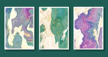 Free vector hand painted liquid marble covers collection