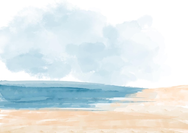 Free Vector hand painted minimal watercolour beach themed landscape