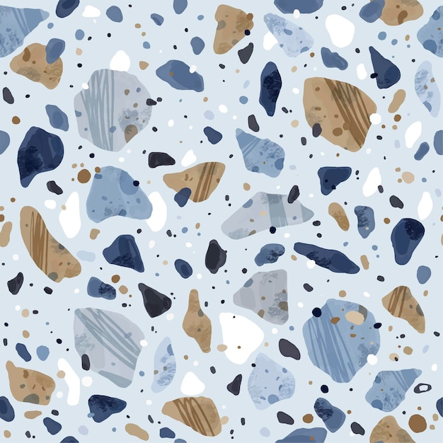 Hand painted monochromatic terrazzo pattern