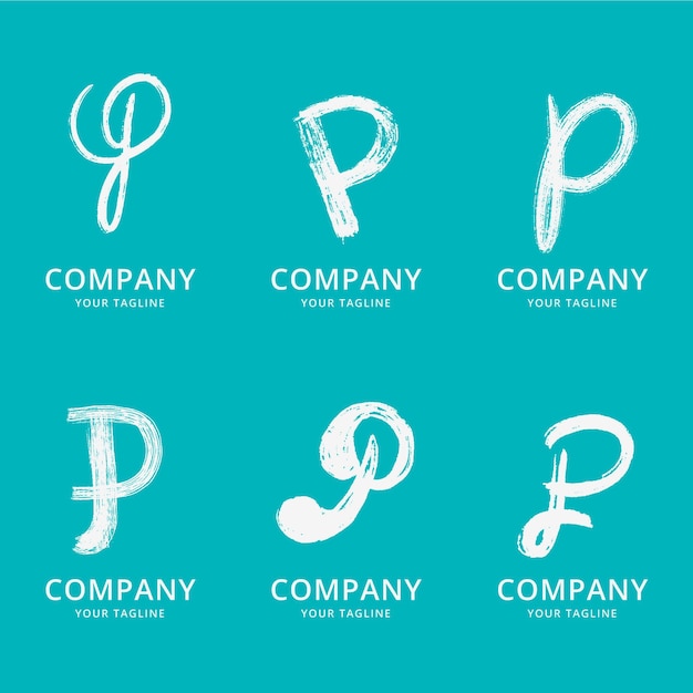 Free vector hand painted p logo pack