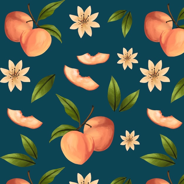 Free Vector hand painted peach pattern design