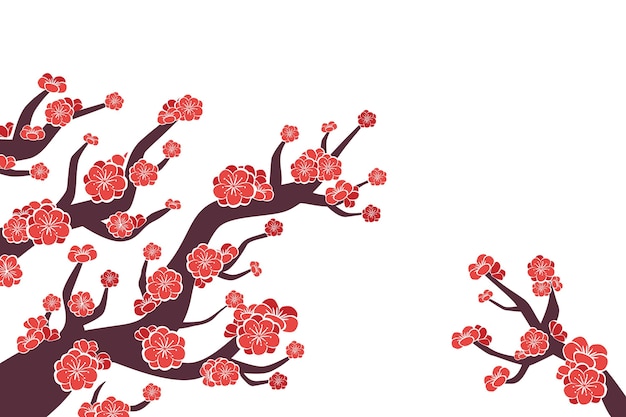 Free vector hand painted pink plum blossom background