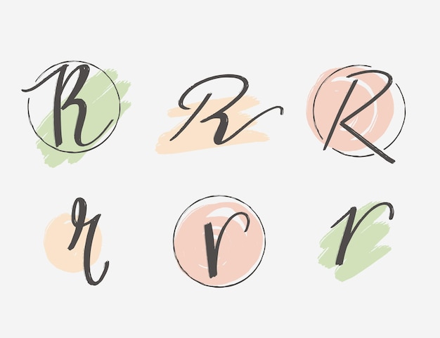 Free Vector hand painted r logo collection