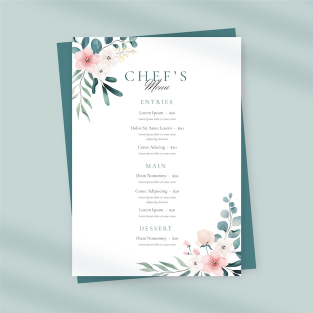 Hand painted restaurant menu template