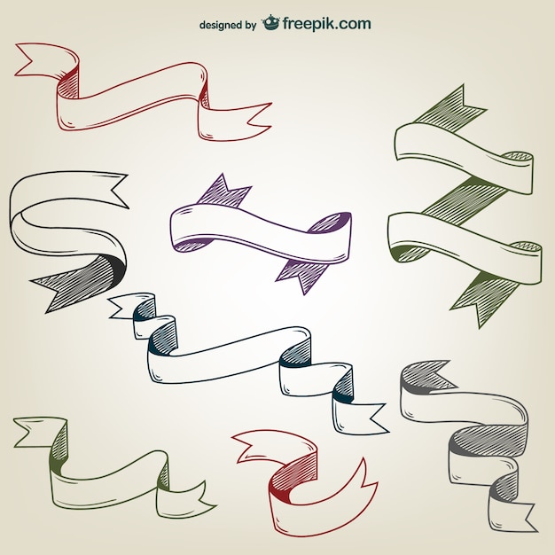 Free Vector hand painted ribbons