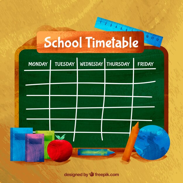 Hand painted school timetable