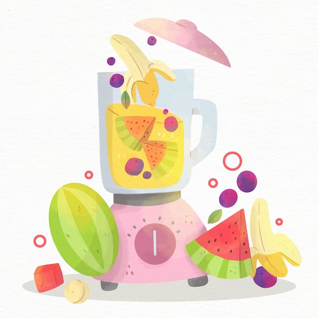 Free Vector hand painted smoothie in blender glass