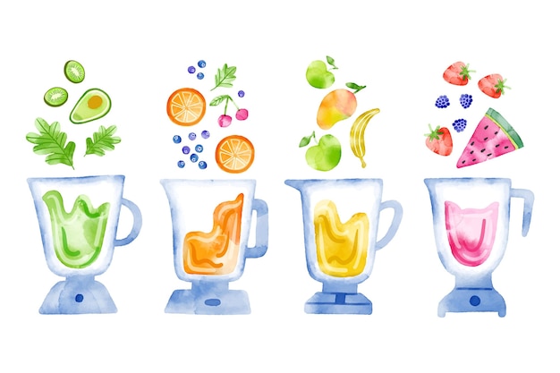 Free Vector hand painted smoothies in blender glass