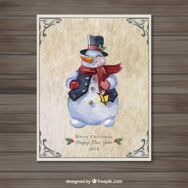 hand painted snowman card