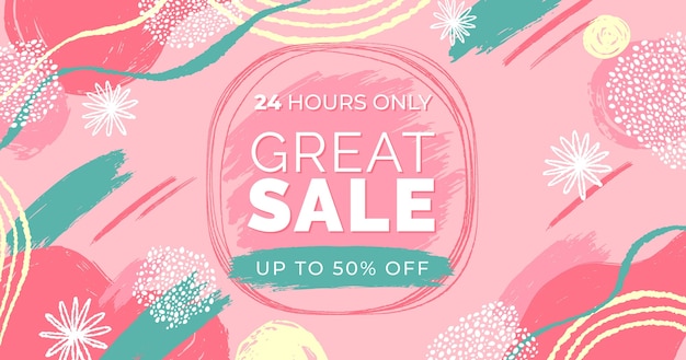 Hand painted social media sale post template