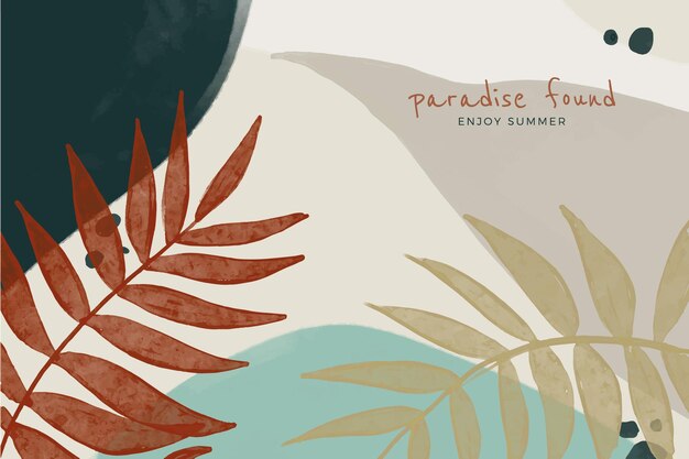 Hand painted style abstract leaves background design