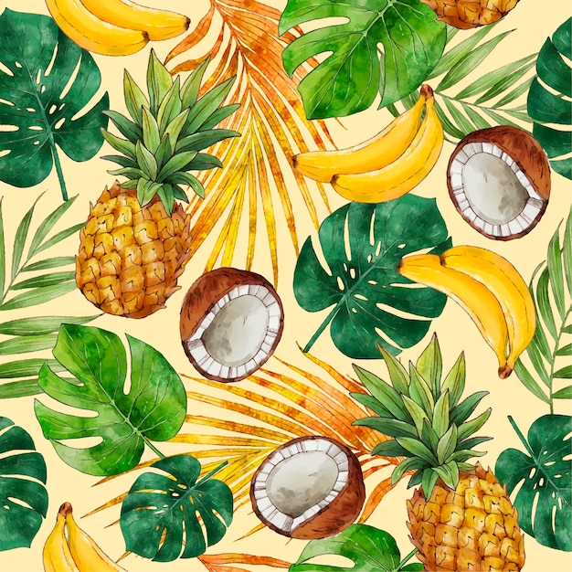 Hand painted summer tropical pattern