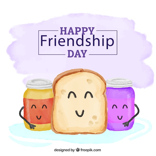 Free Vector hand painted toast with jam friendship day background 