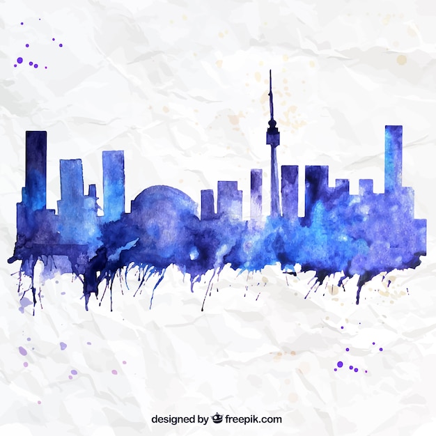 Free vector hand painted toronto skyline