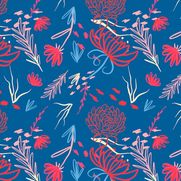 Hand painted tropical floral pattern