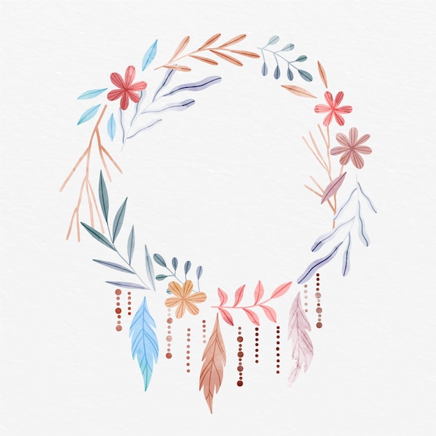 Free Vector hand painted watercolor boho frame