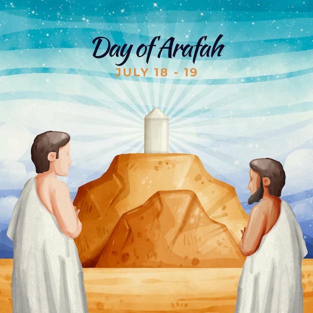 Free Vector hand painted watercolor day of arafah illustration