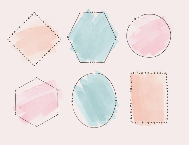 Free Vector hand painted watercolor doodle frame collection