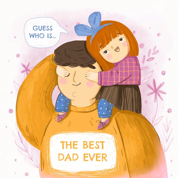 Free Vector hand painted watercolor father's day illustration