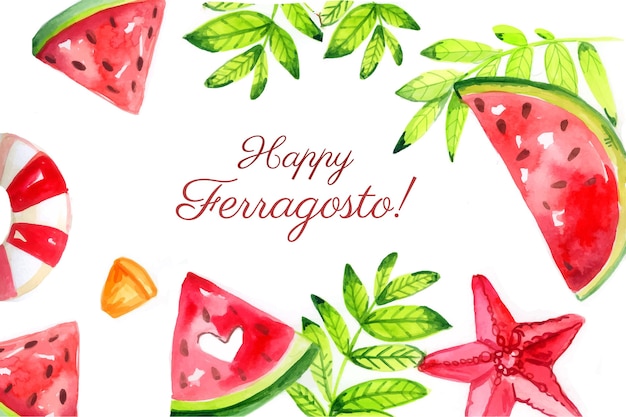 Hand painted watercolor ferragosto celebration illustration