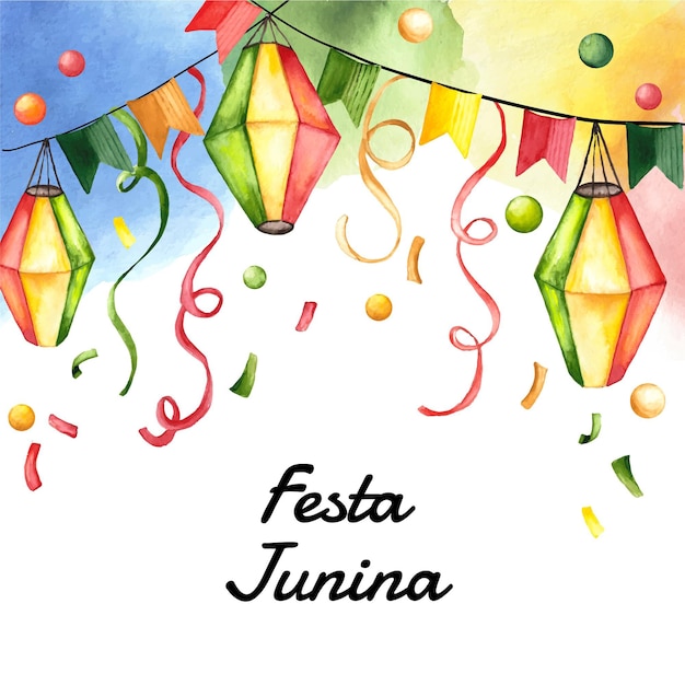 Free vector hand painted watercolor festa junina illustration