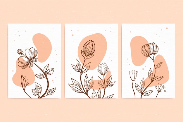 Free Vector hand painted watercolor floral cards collection