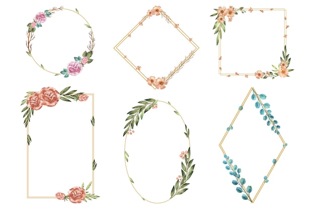 Free Vector hand painted watercolor floral frame collection