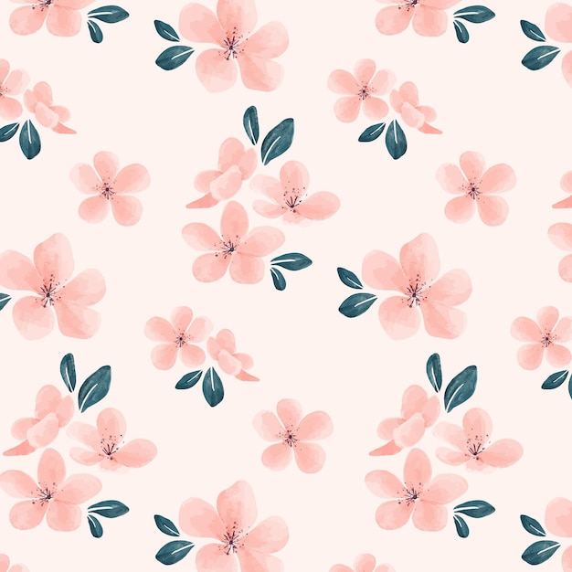 Free Vector hand painted watercolor floral pattern in peach tones