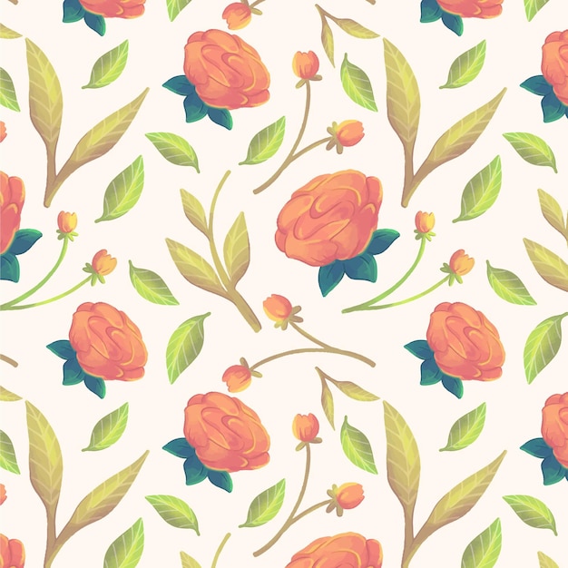 Free vector hand painted watercolor floral pattern in peach tones