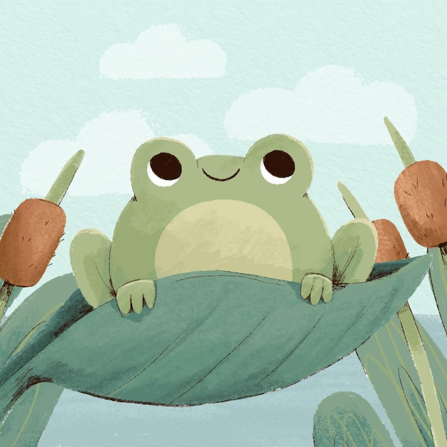 Free vector hand painted watercolor frog illustration