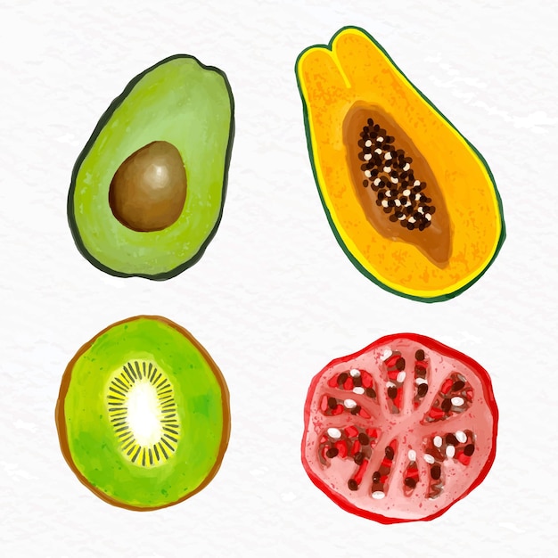 Free Vector hand painted watercolor fruit collection