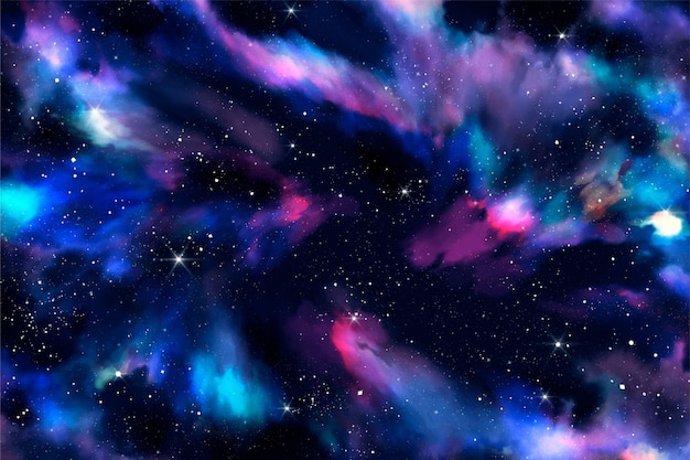 Free Vector hand painted watercolor galaxy background