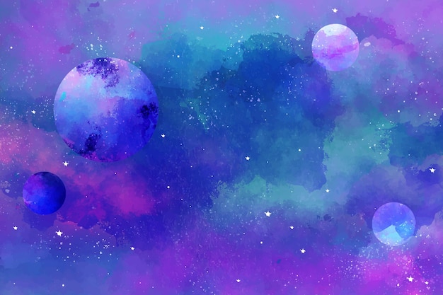 Hand painted watercolor galaxy background