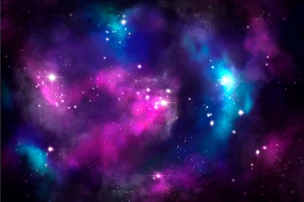 Free Vector hand painted watercolor galaxy background